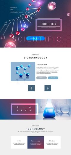 科學(xué)醫(yī)學(xué)醫(yī)藥生物細(xì)胞基因DNA科技感網(wǎng)站網(wǎng)頁UI專題PSD設(shè)計素材